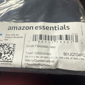 Amazon Essentials Dark Blue Trousers 36 x 30